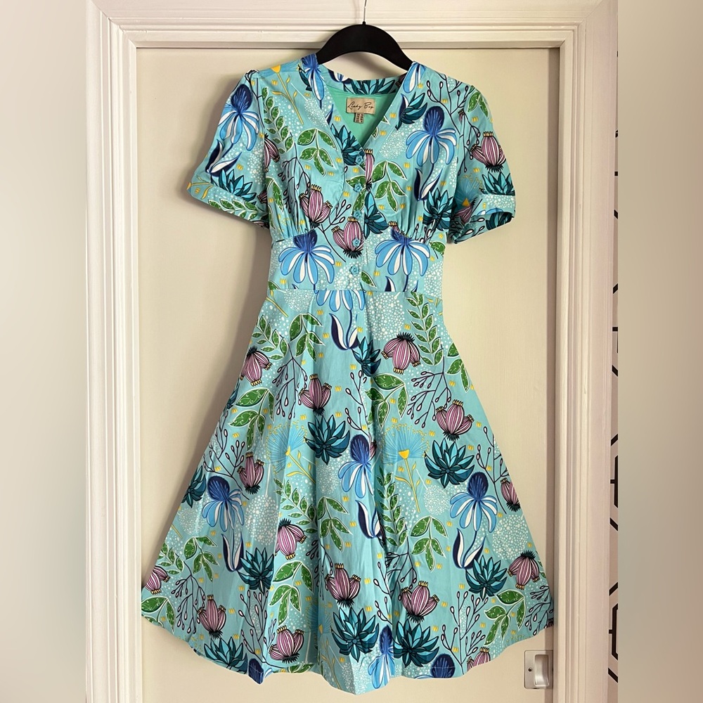 Lindy Bop Green Ethel Sea Coral Day Dress